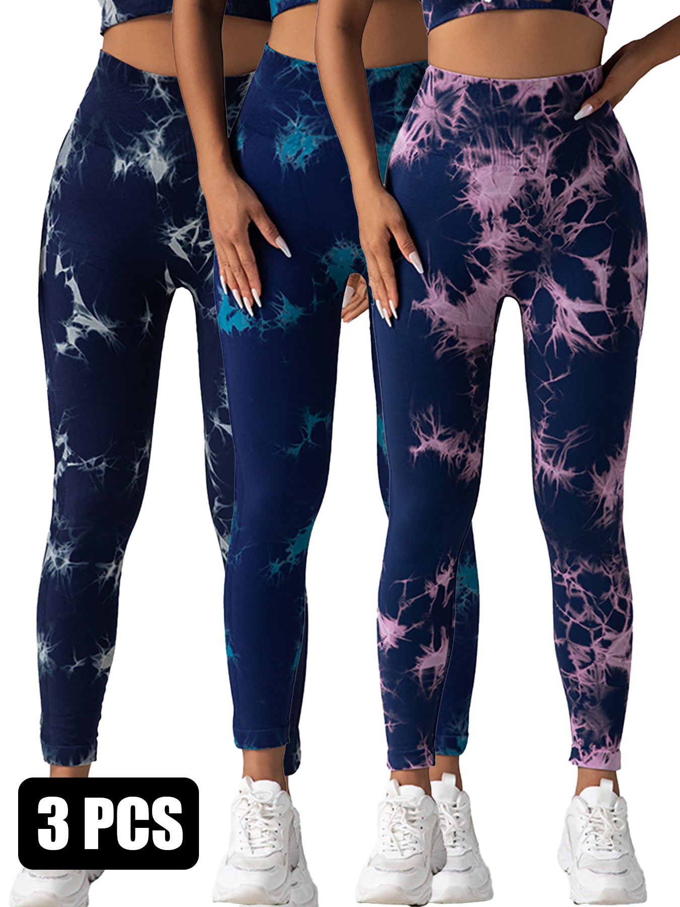 3PACK Tie-dye Yoga Pants Seamless Yoga Pants