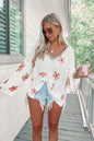 Fall 2023 Thin Loose Hooded Pullover Knitwear Women's Fashion Floral Printed Sweater Women