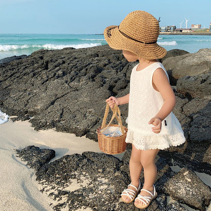 Girls' Sweet Hollow Top Set