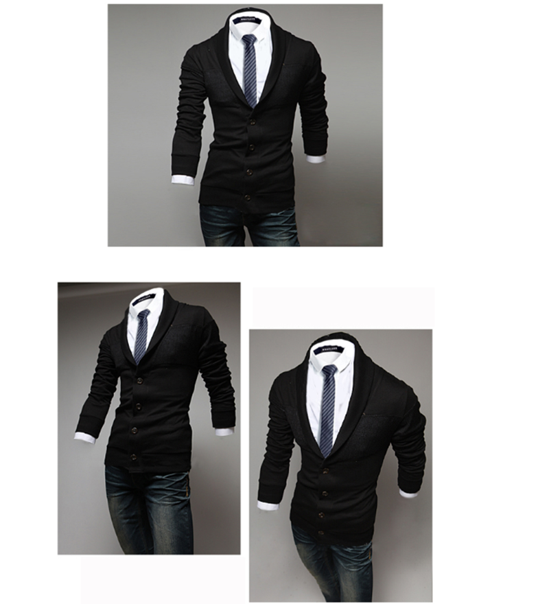 Simple Men Fashion Stitching Slim Sweater