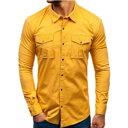 Men Autumn Winter Long Sleeve Blouse Man Cotton Shirt