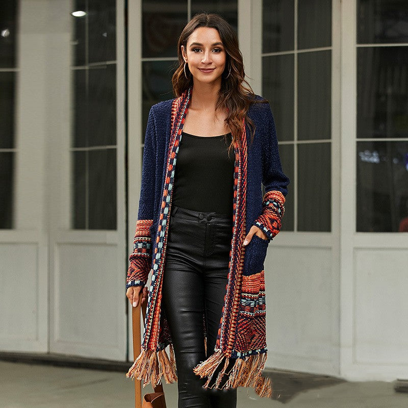 Retro Ethnic Style Tassel Sweaters Coat