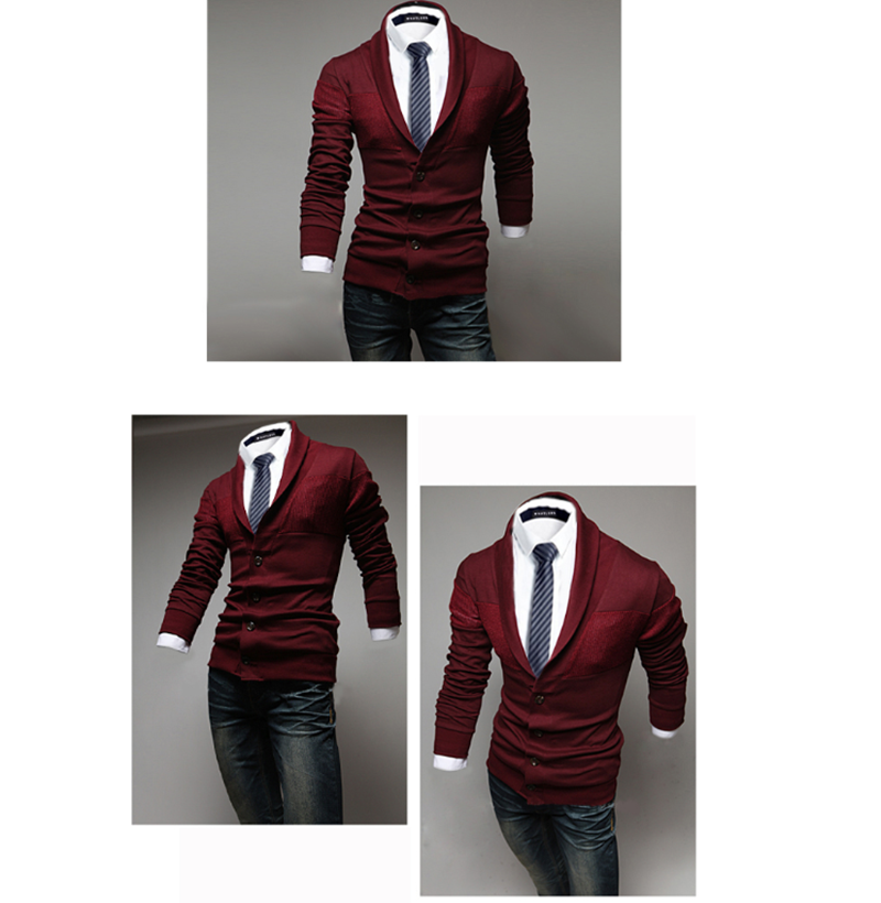 Simple Men Fashion Stitching Slim Sweater