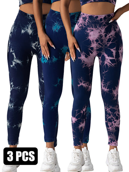 3PACK Tie-dye Yoga Pants Seamless Yoga Pants