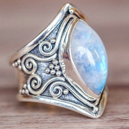 Antique silver vintage moonstone ring bracelet