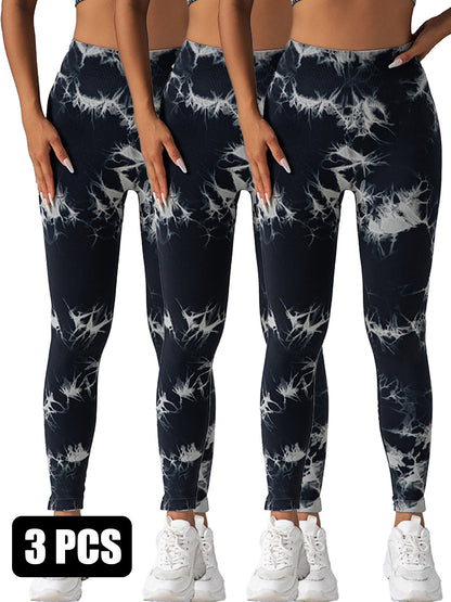 3PACK Tie-dye Yoga Pants Seamless Yoga Pants