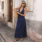 Casual Dot Slim V-neck Long Dresses For Women 2026 Fashion Summer Women's A-Line Midi Dress Elegant Vintage Dresses