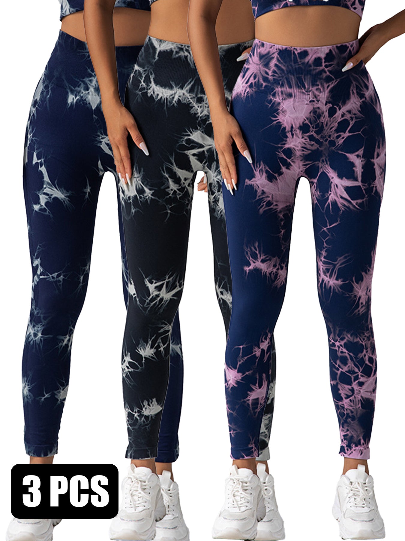 3PACK Tie-dye Yoga Pants Seamless Yoga Pants
