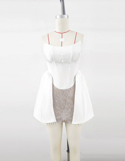 European And American Adult Ceremony Pearl Lace Bandage Dress Birthday Party