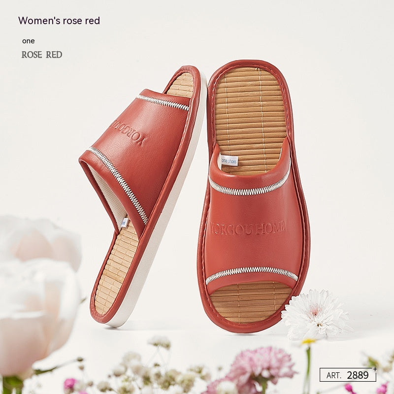 Waterproof Anti Slip And Odor Resistant Home Mat PU Leather Slippers