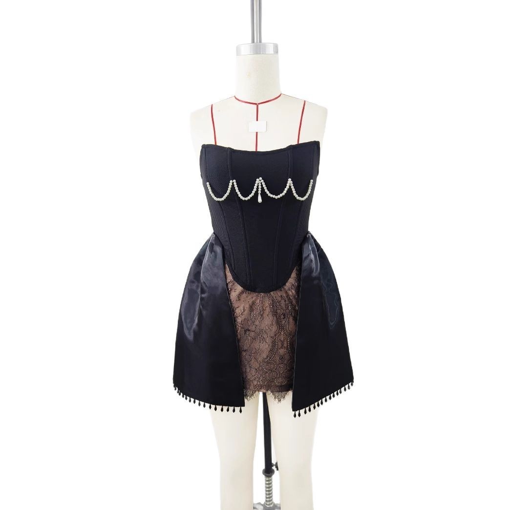 European And American Adult Ceremony Pearl Lace Bandage Dress Birthday Party