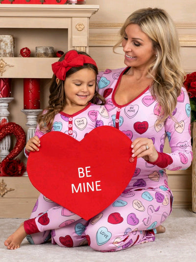 Valentines Day Love Print Casual Home Pajamas Parent Child Set