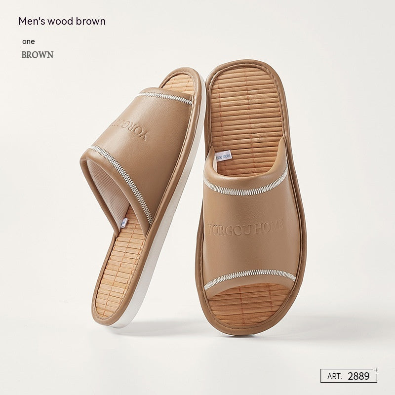 Waterproof Anti Slip And Odor Resistant Home Mat PU Leather Slippers