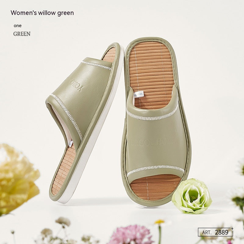 Waterproof Anti Slip And Odor Resistant Home Mat PU Leather Slippers