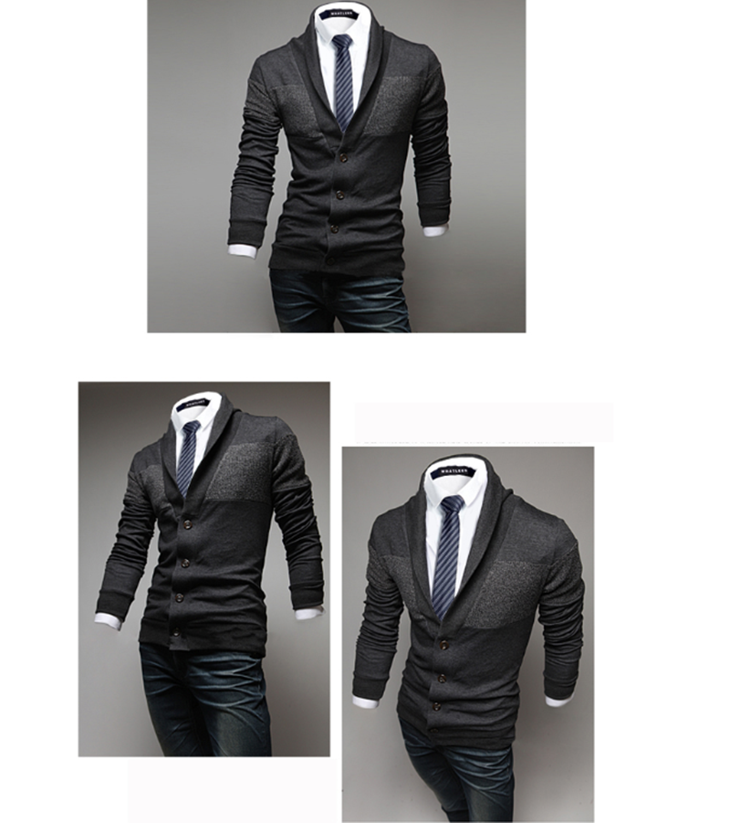 Simple Men Fashion Stitching Slim Sweater