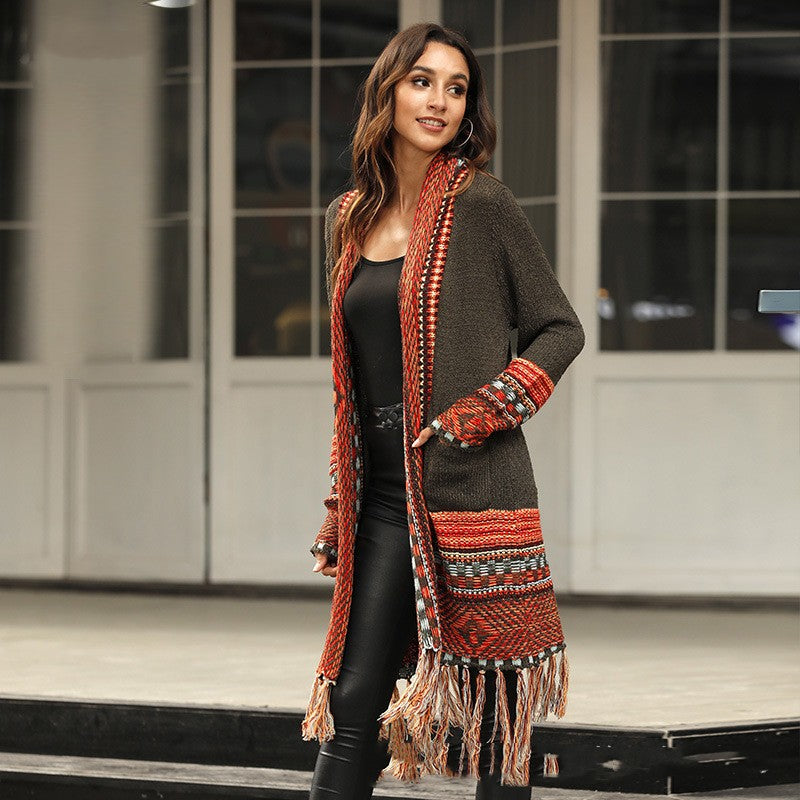 Retro Ethnic Style Tassel Sweaters Coat