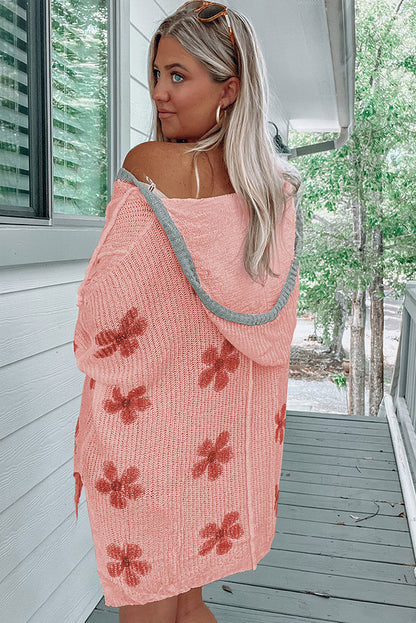 Fall 2023 Thin Loose Hooded Pullover Knitwear Women's Fashion Floral Printed Sweater Women