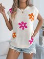 Women  Floral Casual Batwing Sleeve Loose Knit Vacation Top