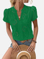 Women's Solid Color Hollow Embroidered Top