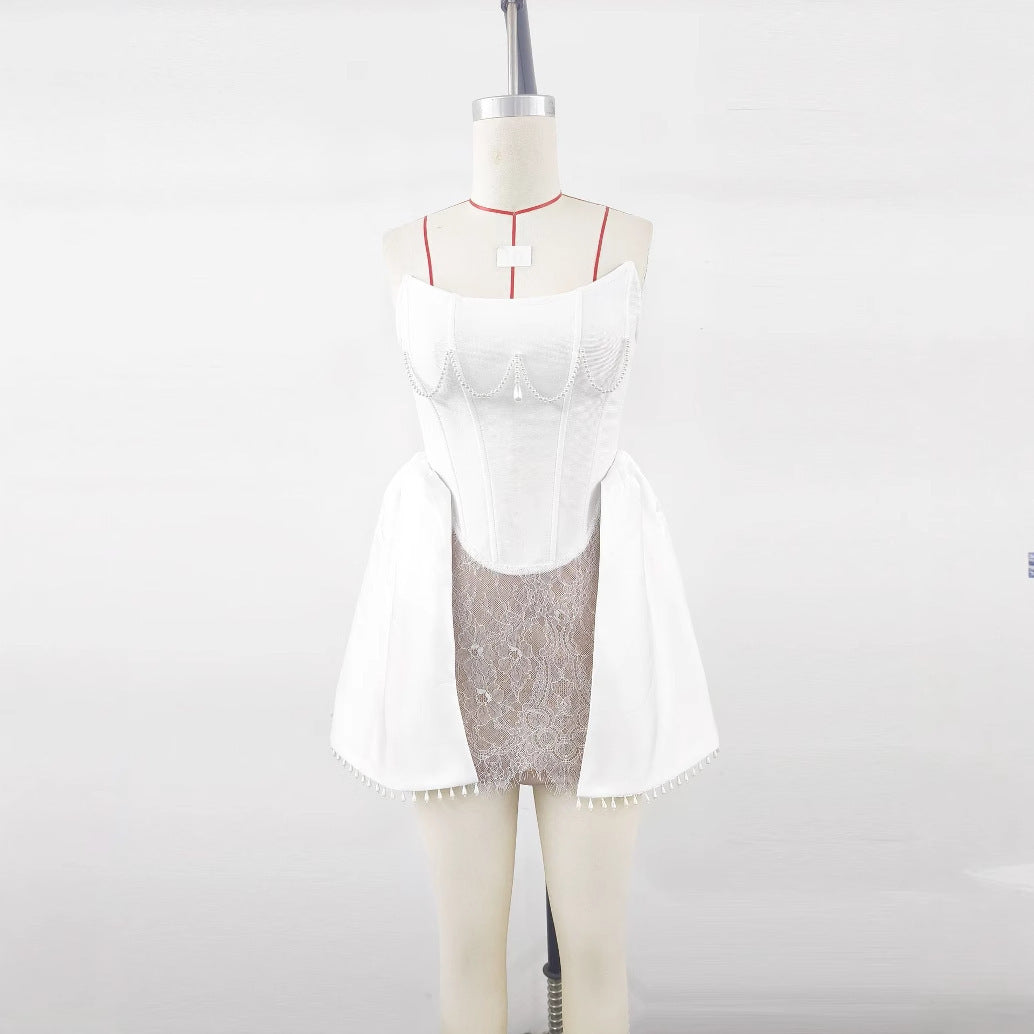 European And American Adult Ceremony Pearl Lace Bandage Dress Birthday Party