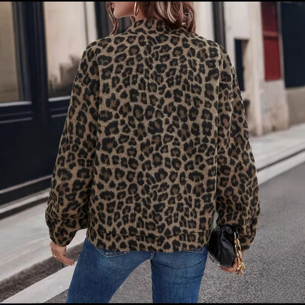 Loose Women's Wear Spring Leopard Print Retro Temperament Top