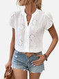 Women's Solid Color Hollow Embroidered Top