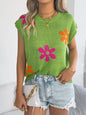 Women  Floral Casual Batwing Sleeve Loose Knit Vacation Top