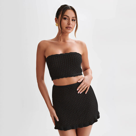 Sexy Hollow-Out Knitted Long-Sleeve Beach Dress Bikini