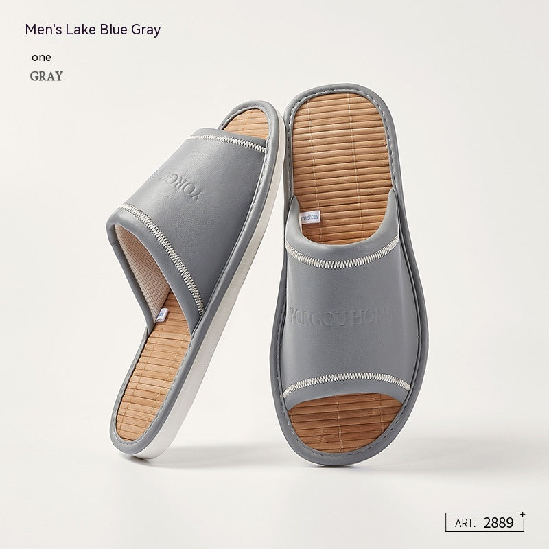 Waterproof Anti Slip And Odor Resistant Home Mat PU Leather Slippers