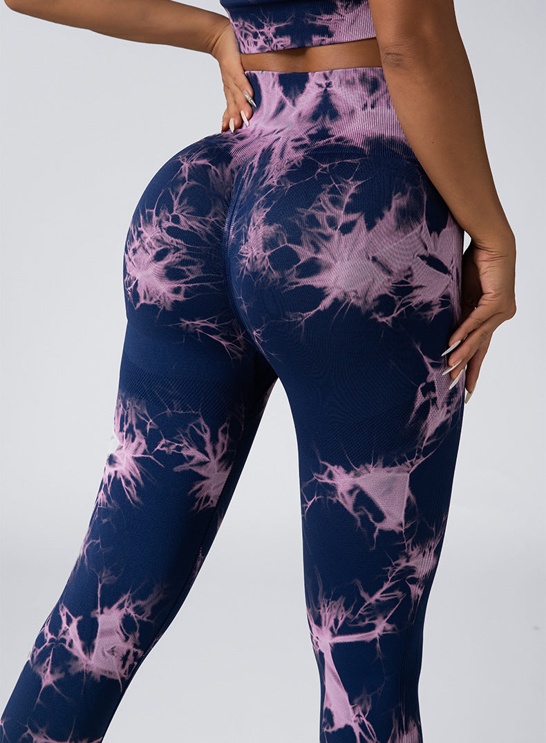 3PACK Tie-dye Yoga Pants Seamless Yoga Pants