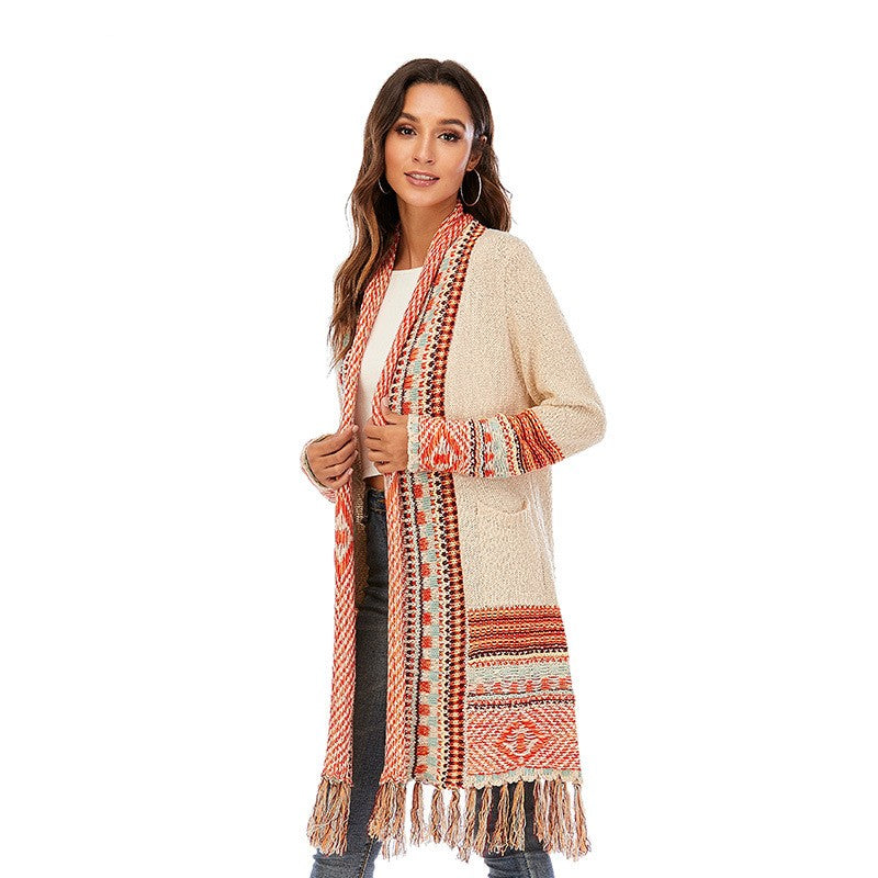 Retro Ethnic Style Tassel Sweaters Coat