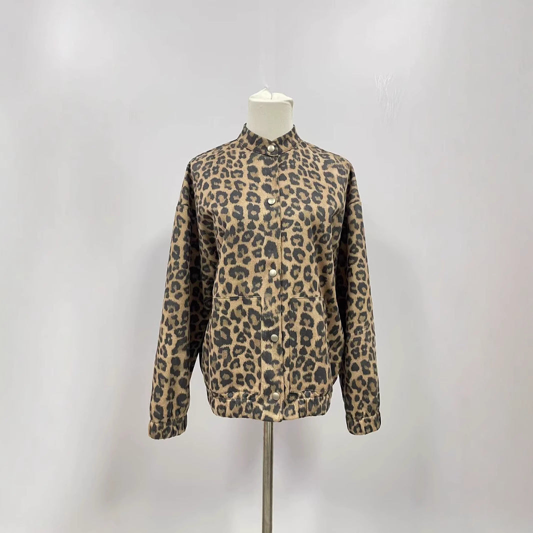 Loose Women's Wear Spring Leopard Print Retro Temperament Top