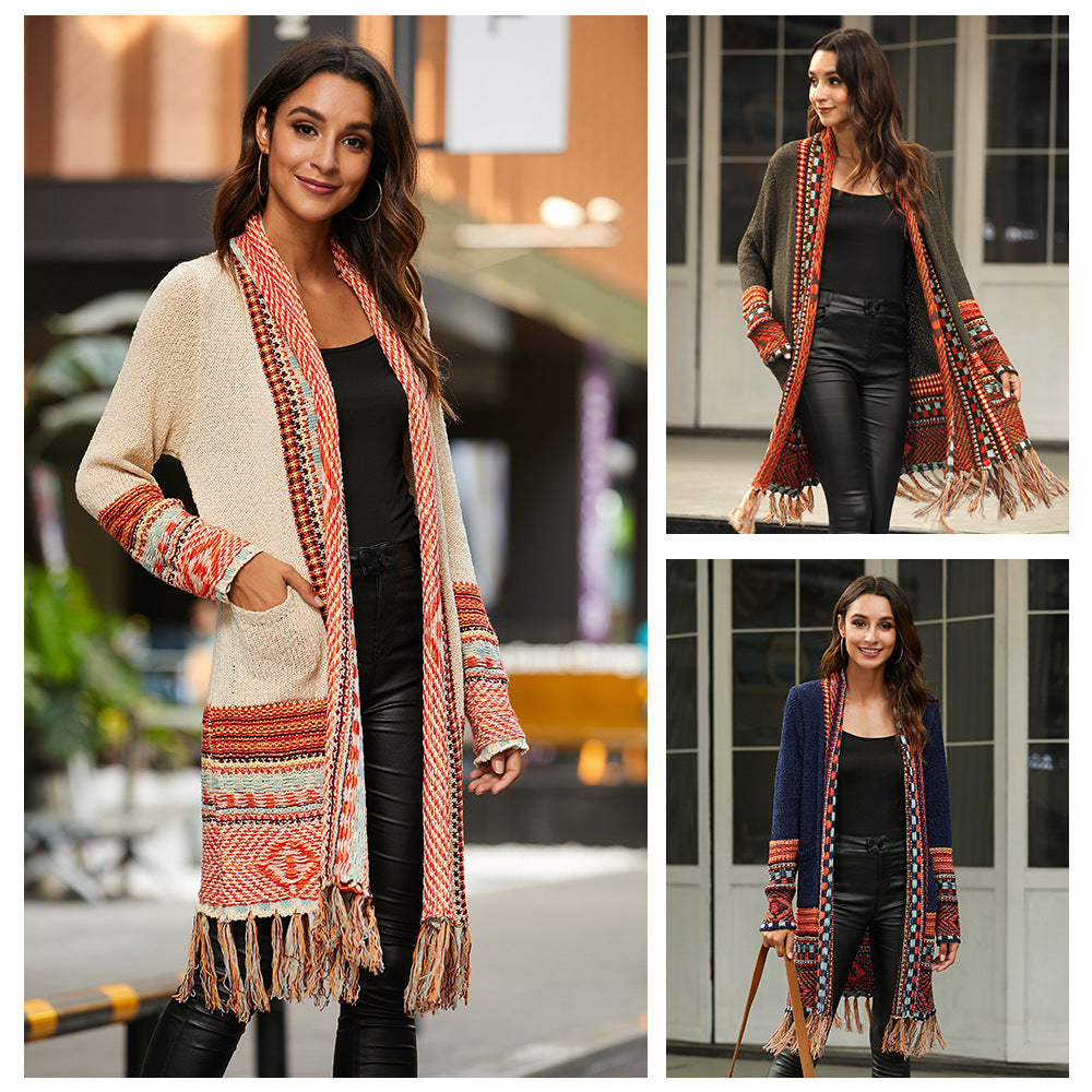 Retro Ethnic Style Tassel Sweaters Coat